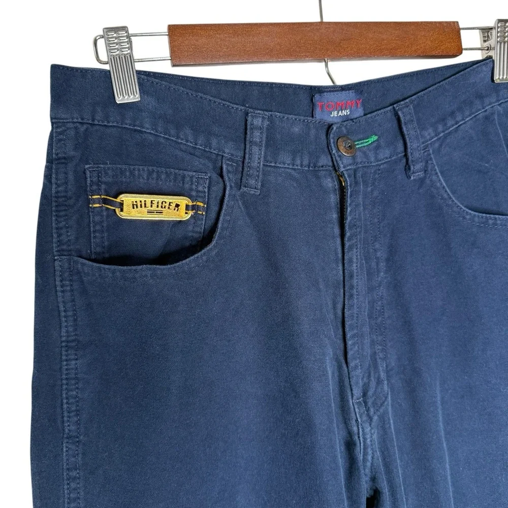 90s Y2k Vintage Tommy Jeans 32x32 Zipper Back Skater Punk Wide RARE Hong‎ Kong
